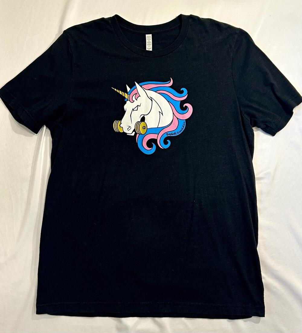 Barbell Revolution Unicorn Black Graphic T-Shirt XL Crew Neck Short Sleeve